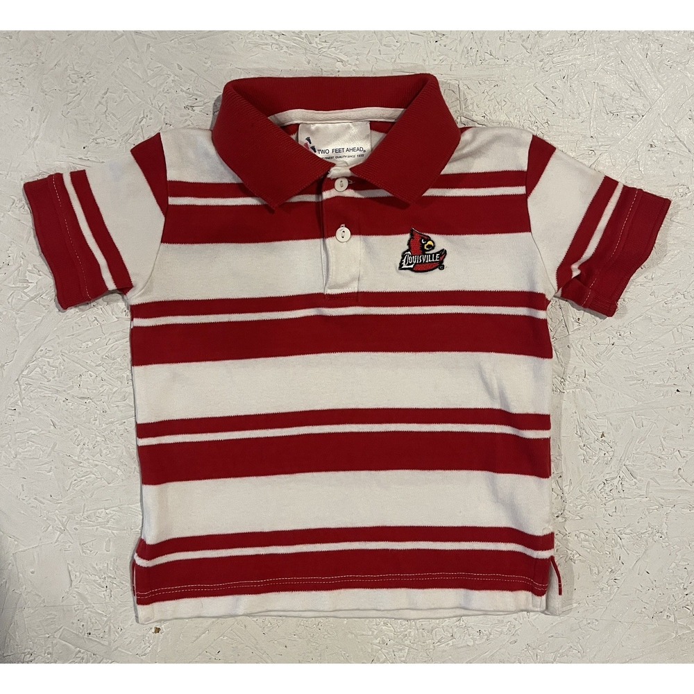 Vintage Louisville Cardinals Polo Shirt Youth Kids Size 2T Striped College Red